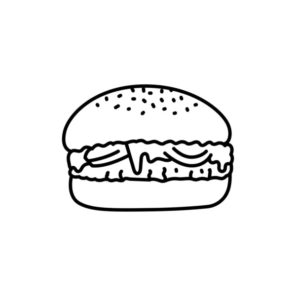 Burger Black Line Icon — Stock Vector