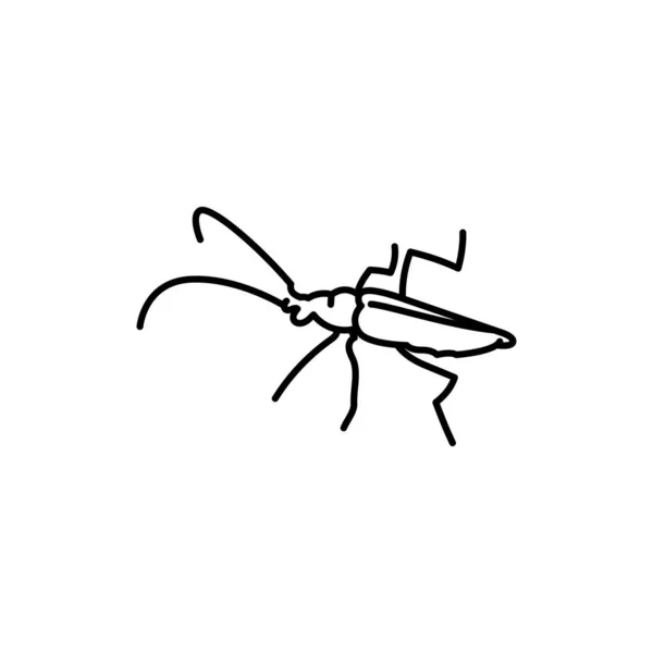 Escarabajo Barbel Línea Negra Icono — Vector de stock