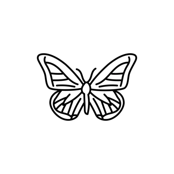 Icône Papillon Ligne Noire — Image vectorielle