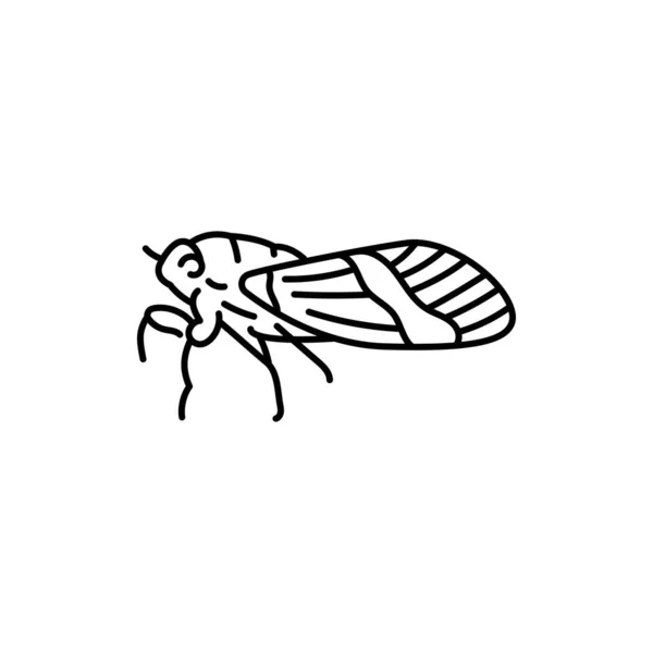 Ikona Černé Čáry Cicada — Stockový vektor