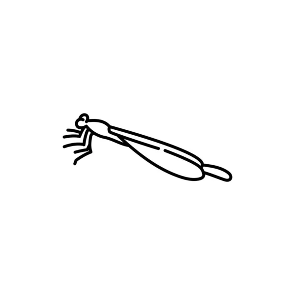 Dragonfly Svart Linje Ikon — Stock vektor