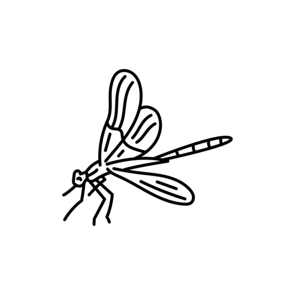 Dragonfly Icône Ligne Noire — Image vectorielle