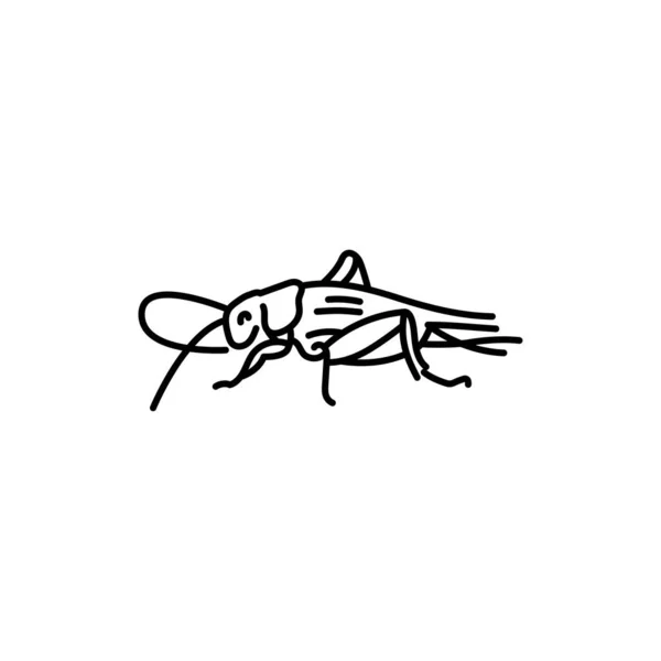 Icona Linea Nera Grasshopper — Vettoriale Stock