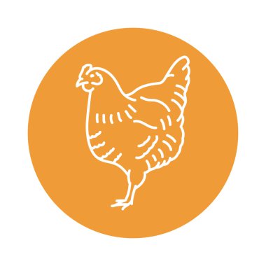 Tavuk siyah çizgi simgesi. Çiftlik hayvanları.