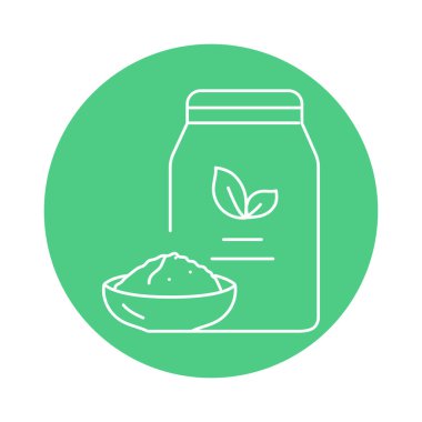 Siyah çizgi ikonunda soya unu. Organik vejetaryen ürünü