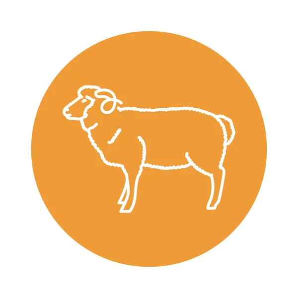 Ram Black Line Icon Farm Animals — Stock Vector