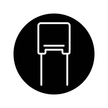 Capasitor polyester siyah çizgi simgesi. 