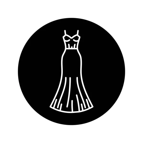 Sukienka Syrenka Czarny Linia Ikona — Wektor stockowy