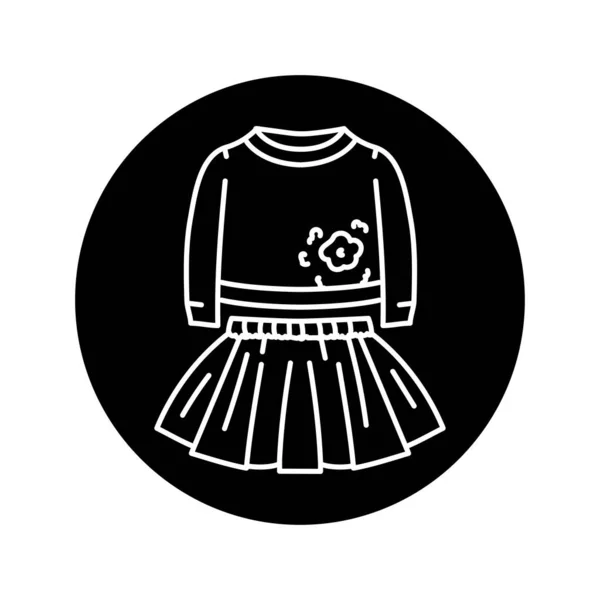 Kurtka Dziewczynka Spódnica Czarny Linia Ikona — Wektor stockowy