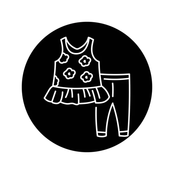 女婴连衣裙和腿黑线图标 — 图库矢量图片