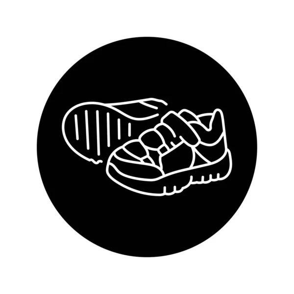 Kinderen Sneakers Zwarte Lijn Pictogram — Stockvector