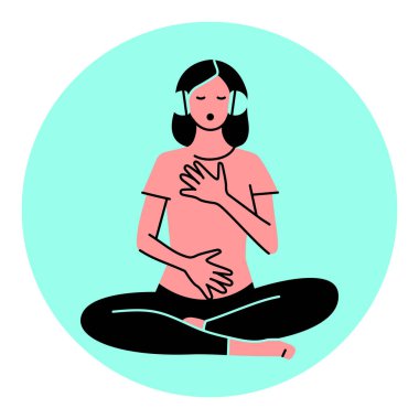 Rehberli meditasyon siyah çizgi simgesi.