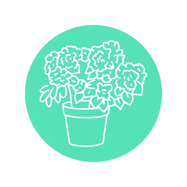 Azalea Zimmerpflanze Schwarze Linie Symbol Dekorative Zimmerpflanze — Stockvektor