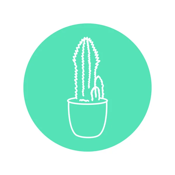 Cactus Houseplant Icono Línea Negra Planta Decorativa Interior — Archivo Imágenes Vectoriales