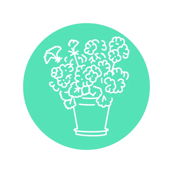 Geranium Krukväxt Svart Linje Ikon Dekorativa Växter Inomhus — Stock vektor