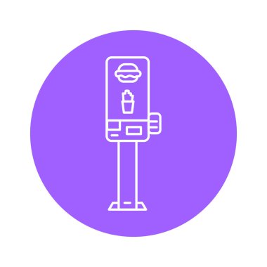 Kendi kendine büfe fast food siyah çizgi ikonu sipariş ediyor. Web sayfası için resim grafiği