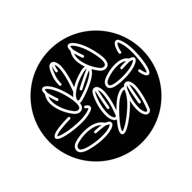 Pirinç siyah çizgi ikonu. Doğal organik süper yiyecek..