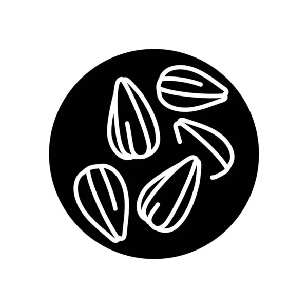 Icono Línea Negra Semillas Girasol Comida Orgánica Natural Súper — Vector de stock