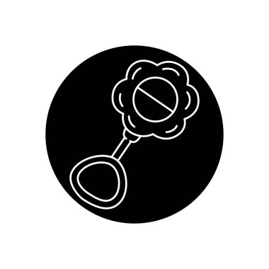 Bebek çıngırak siyah çizgi simgesi. 