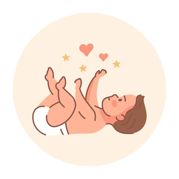 Das Baby Liegt Auf Einer Schwarzen Linie Kleinkindentwicklung — Stockvektor