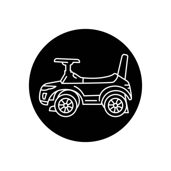 Çocuk Otomobil Siyah Çizgi Simgesi — Stok Vektör