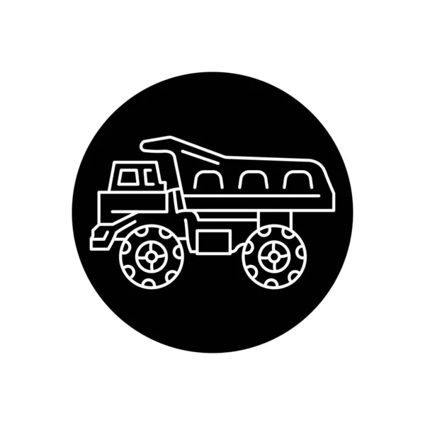 Niños Juguete Plástico Volcado Camión Negro Línea Icono — Archivo Imágenes Vectoriales