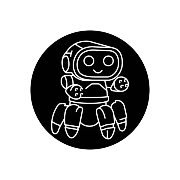 Robot Icono Línea Negra — Vector de stock