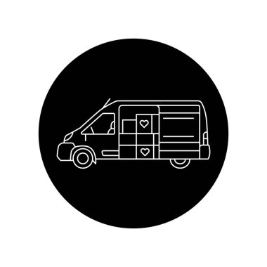 İnsani yardım siyah çizgi ikonu. Web sayfası için resim grafiği