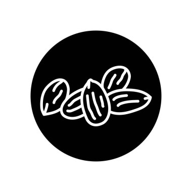 Badem siyah çizgi simgesi. Doğal organik süper yiyecek..