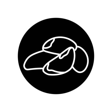 Brezilya fındık siyah çizgi ikonu. Doğal organik süper yiyecek..