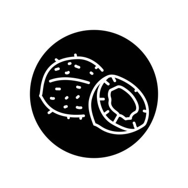 Hindistan cevizi siyah çizgi simgesi. Doğal organik süper yiyecek..