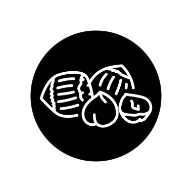 Fındık rengi siyah çizgi ikonu. Doğal organik süper yiyecek..