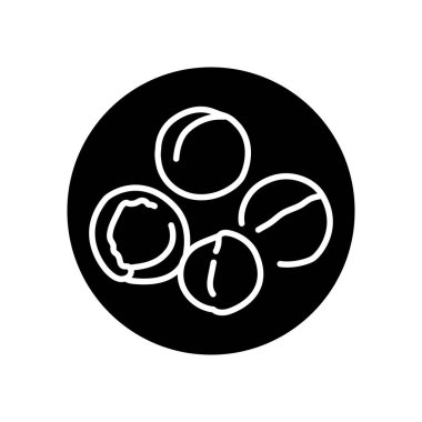 Macadamia fındık siyah çizgi ikonu. Doğal organik süper yiyecek..