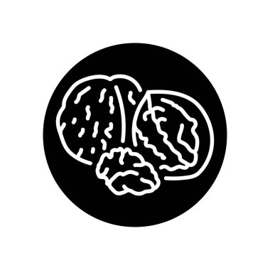 Ceviz rengi siyah çizgi ikonu. Doğal organik süper yiyecek..