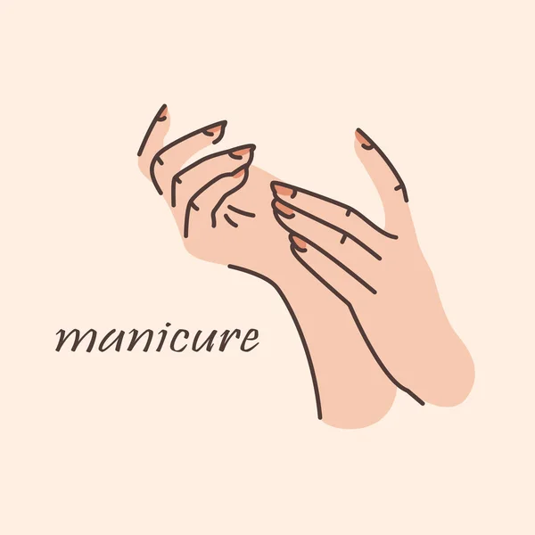 Vrouwen Handen Met Manicure Kleurenillustratie Nageldienst — Stockvector