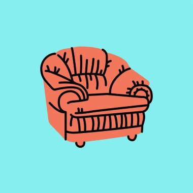 Yumuşak deri koltuk siyah çizgi simgesi. 