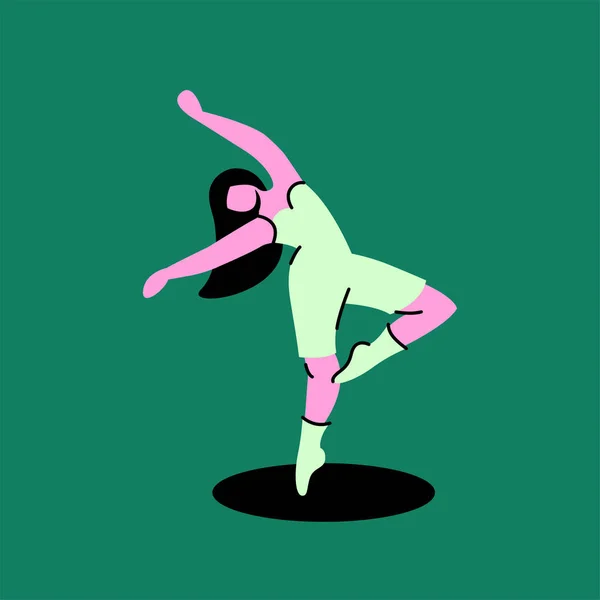 Mujer Bailando Jazz Moderno Icono Línea Color Danza Contemporánea — Vector de stock