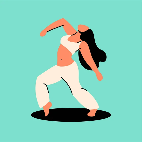 Woman Dancing Hip Hop Color Line Icon Contemporary Dance — Stock Vector