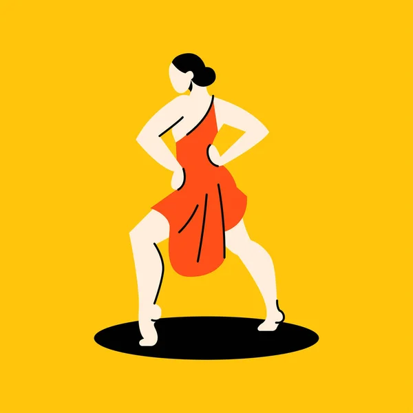 Frau Tanzt Salsa Farbe Linie Symbol Lateinischer Tanz — Stockvektor