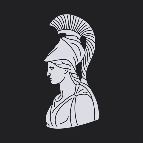 Estatua Atenea Concepto Negro — Vector de stock