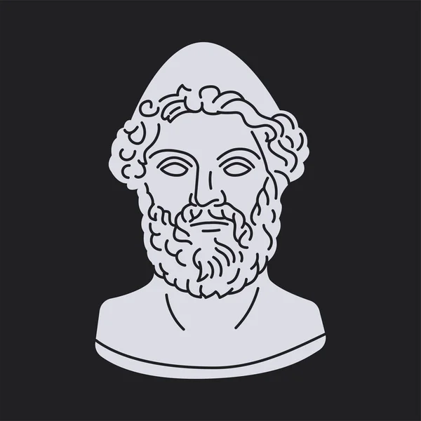 Estátua Conceito Negro Hefesto Deus Grego Antigo Isolado Fundo Preto —  Vetores de Stock