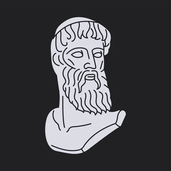 ゼウスブラックコンセプトの像 古代ギリシャの神は黒い背景で孤立しました ウェブページ モバイルアプリ プロモーションのデジタルイラスト — ストックベクタ