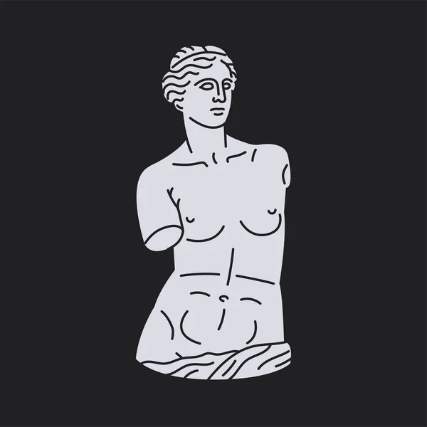 ミロス像の金星ブラックコンセプト アフロディーテ 黒い背景に隔離された古代の装飾的な鍋 ウェブページ モバイルアプリ プロモーションのデジタルイラスト — ストックベクタ