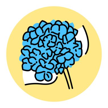 Hortensia Ortanca çiçekleri siyah çizgi 