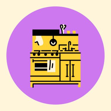 Çocuk oyuncağı mutfak siyah çizgi simgesi. 