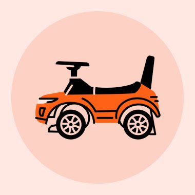 Çocuk otomobil siyah çizgi simgesi. 