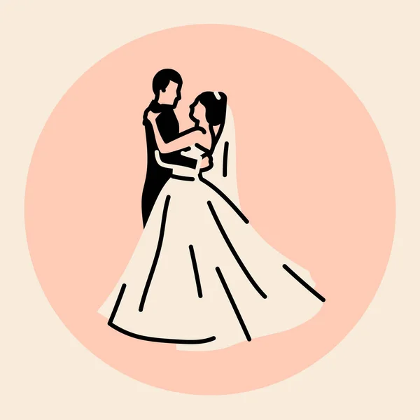 První Svatební Tanec Novomanželské Ikony Černé Čáry — Stockový vektor