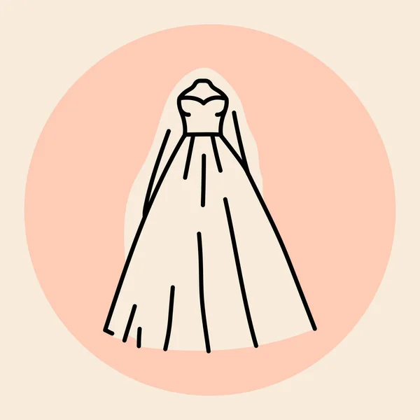 Знак Черной Линии Свадебного Платья Модный Взгляд Свадебный Бутик — стоковый вектор