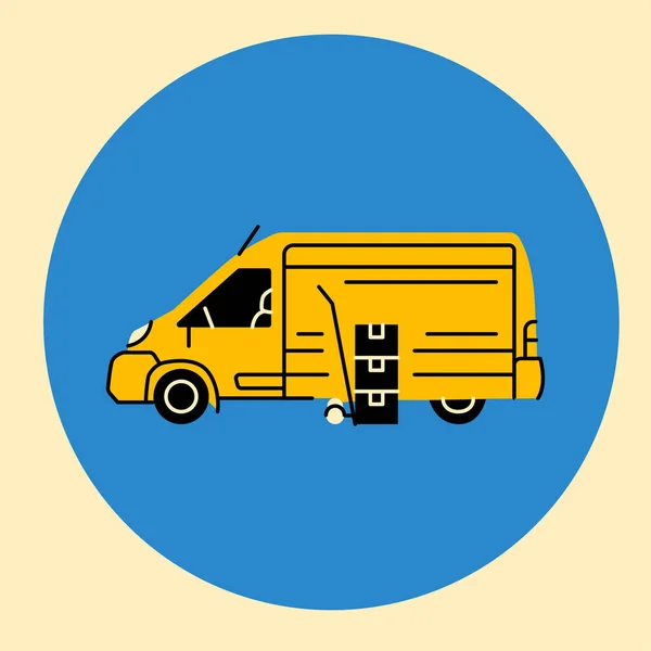 Delivery Car Black Line Icon Pictogram Web Page — Stock Vector
