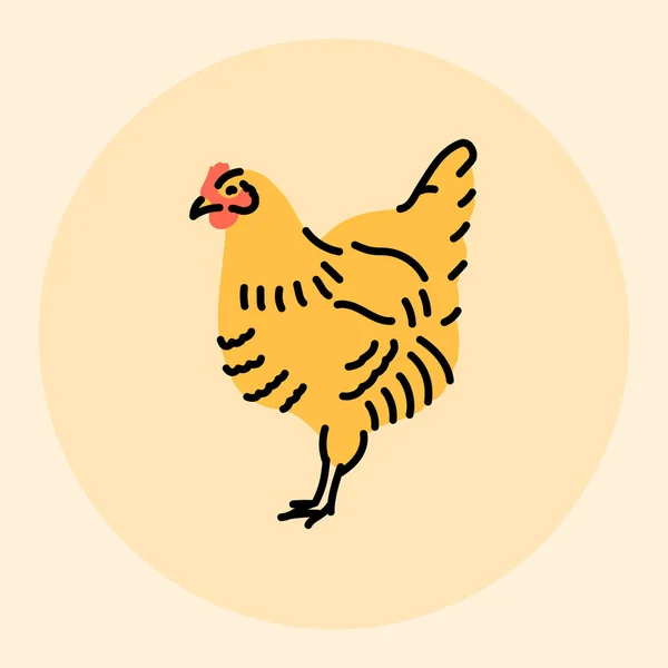 Kip Zwarte Lijn Icoon Landbouwdieren — Stockvector